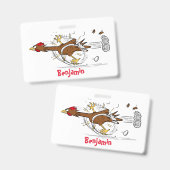 Grappig met coole cartoon illustratie kip badge (Voor- en achterkant)