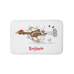 Grappig met coole cartoon illustratie kip badmat