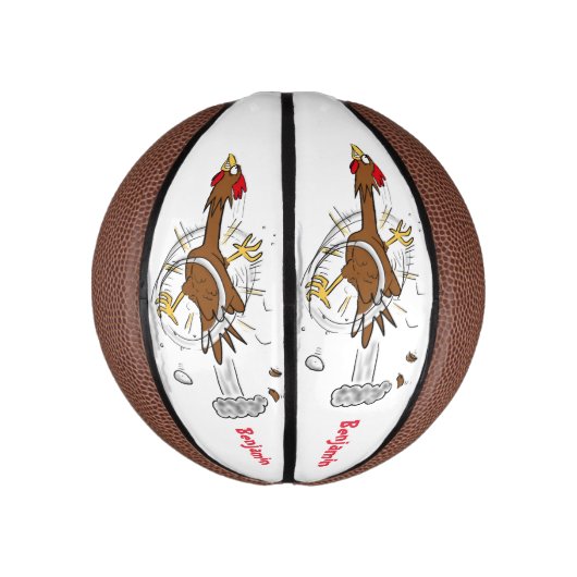 Grappig met coole cartoon illustratie kip basketbal (Verticaal)