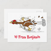 Grappig met coole cartoon illustratie kip briefkaart (Voorkant / Achterkant)