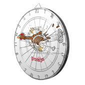 Grappig met coole cartoon illustratie kip dartbord (Voorkant Rechts)