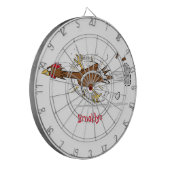 Grappig met coole cartoon illustratie kip dartbord (Voorkant Links)