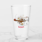 Grappig met coole cartoon illustratie kip glas (Achterkant)