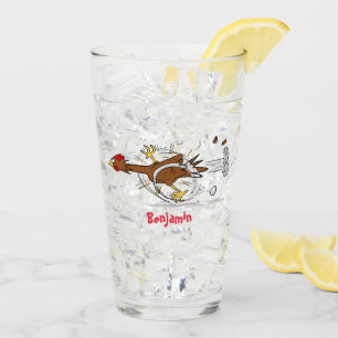 Grappig met coole cartoon illustratie kip glas