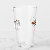 Grappig met coole cartoon illustratie kip glas (Links)