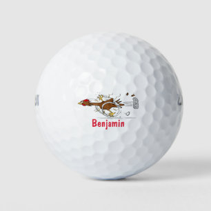 Grappig met coole cartoon illustratie kip golfballen