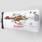Grappig met coole cartoon illustratie kip golfheadcover (Voorkant)