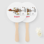 Grappig met coole cartoon illustratie kip handwaaier (Voorkant en achterkant)