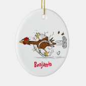 Grappig met coole cartoon illustratie kip keramisch ornament (Rechts)