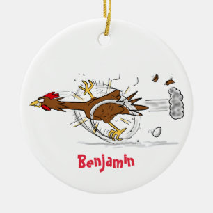 Grappig met coole cartoon illustratie kip keramisch ornament