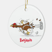 Grappig met coole cartoon illustratie kip keramisch ornament (Links)
