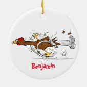Grappig met coole cartoon illustratie kip keramisch ornament (Achterkant)