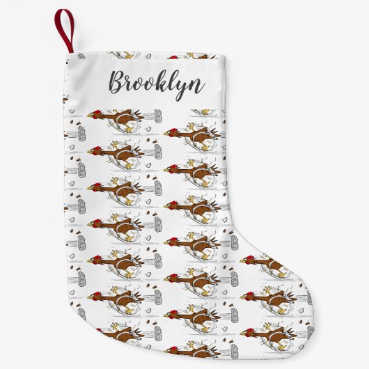 Grappig met coole cartoon illustratie kip kleine kerstsok (Voorkant)