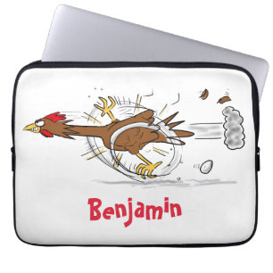 Grappig met coole cartoon illustratie kip laptop sleeve