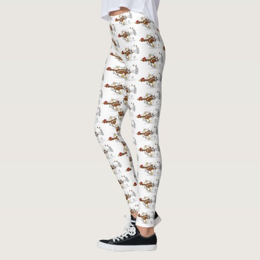 Grappig met coole cartoon illustratie kip leggings (Links)