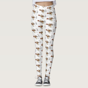 Grappig met coole cartoon illustratie kip leggings