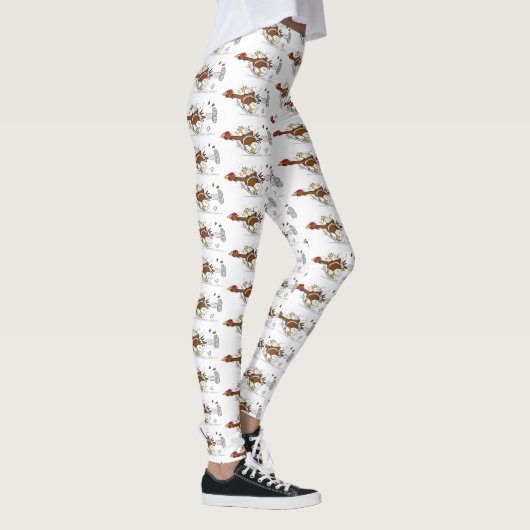 Grappig met coole cartoon illustratie kip leggings (Rechts)