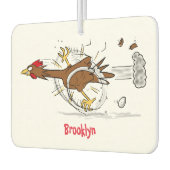 Grappig met coole cartoon illustratie kip luchtverfrisser (Links)