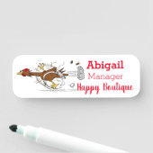 Grappig met coole cartoon illustratie kip naamplaatje (In situ)