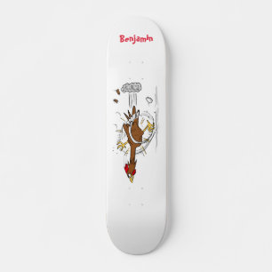Grappig met coole cartoon illustratie kip persoonlijk skateboard