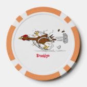 Grappig met coole cartoon illustratie kip poker chips (Achterkant)