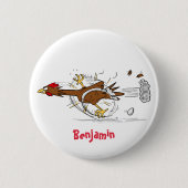Grappig met coole cartoon illustratie kip ronde button 5,7 cm (Voorkant)