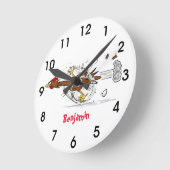 Grappig met coole cartoon illustratie kip ronde klok (Hoek)