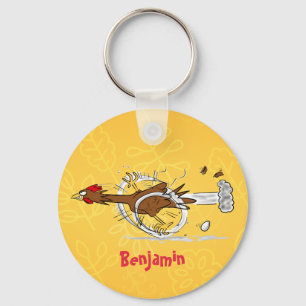 Grappig met coole cartoon illustratie kip sleutelhanger