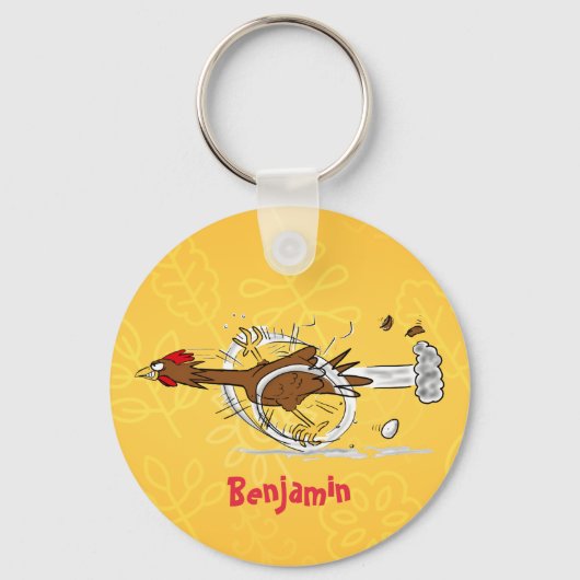 Grappig met coole cartoon illustratie kip sleutelhanger (Voorkant)