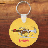 Grappig met coole cartoon illustratie kip sleutelhanger (Voorkant)