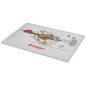 Grappig met coole cartoon illustratie kip snijplank (Hoek)