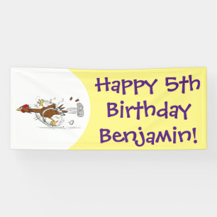 Grappig met coole cartoon illustratie kip spandoek