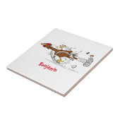 Grappig met coole cartoon illustratie kip tegeltje (Zijkant)