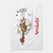 Grappig met coole cartoon illustratie kip theedoek (Verticaal)