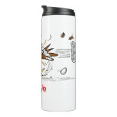 Grappig met coole cartoon illustratie kip thermosbeker (Geroteerd rechts)