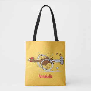 Grappig met coole cartoon illustratie kip tote bag