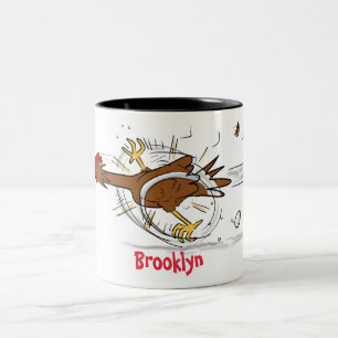 Grappig met coole cartoon illustratie kip tweekleurige koffiemok