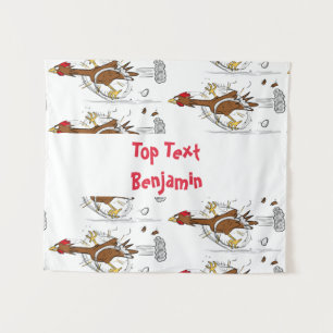 Grappig met coole cartoon illustratie kip wandkleed