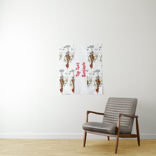 Grappig met coole cartoon illustratie kip wandkleed (In situ)