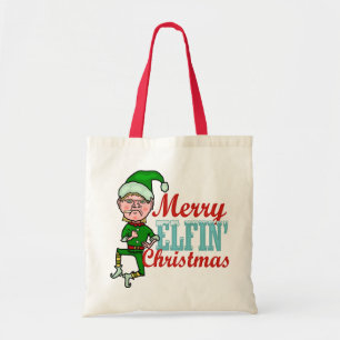 Grappig met Elfin Kerstmis Tote Bag