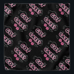 Grappig met katten? in roze en zwart bandana<br><div class="desc">Geweldige manier om uit te drukken dat je een kat persoon bent! Verkrijgbaar in blauw en roze met pootafdrukken,  vissen op de vislijn in zwarte accenten.  Ideaal voor de kattenliefhebber in je leven!</div>