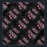 Grappig met katten? in roze en zwart bandana<br><div class="desc">Geweldige manier om uit te drukken dat je een kat persoon bent! Verkrijgbaar in blauw en roze met pootafdrukken,  vissen op de vislijn in zwarte accenten.  Ideaal voor de kattenliefhebber in je leven!</div>