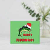 Grappig met kerstvisserij feestdagenkaart (Staand voorkant)