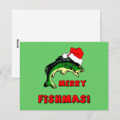 Grappig met kerstvisserij feestdagenkaart (Voorkant / Achterkant)
