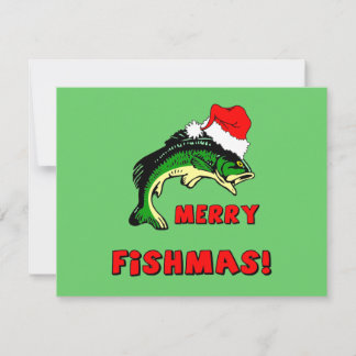 Grappig met kerstvisserij feestdagenkaart