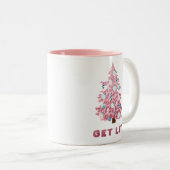 Grappig met roze kerstboom tweekleurige koffiemok (Voorkant rechts)