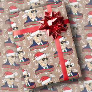 Grappig met zijn President Joe Biden Kraft Kerstmi Cadeaupapier