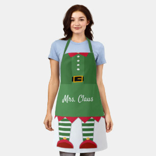 Grappig mevrouw Claus Kerstmis Green en Red Custom Schort
