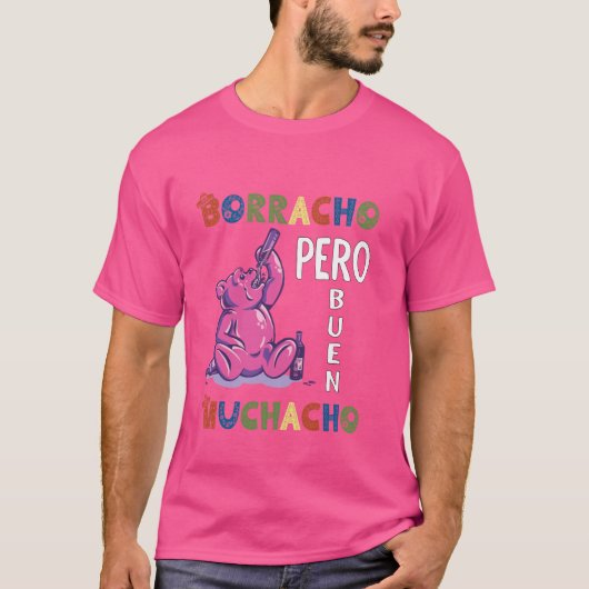 Grappig Mexicaans Beer Design - Borracho pero Buen T-shirt (Voorkant)
