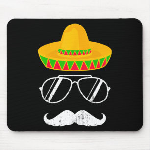 Grappig Mexicaans sombrero snor gezicht voor Cinco Muismat
